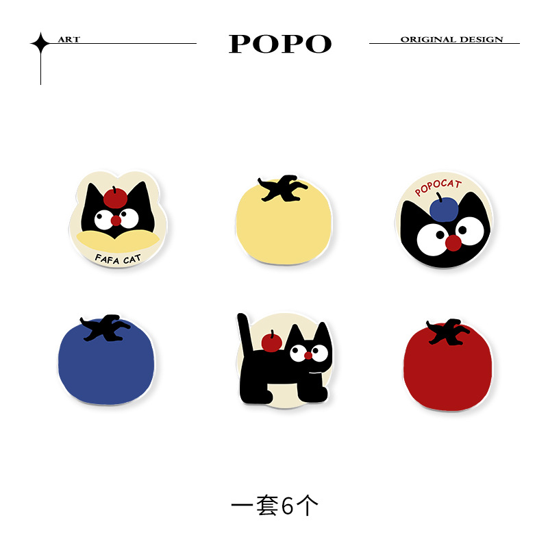 Caricatura gatito refrigerador adhesivo magnético 2024 nuevo adhesivo magnético acrílico decoración de armario moderno simple