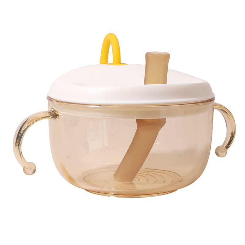 Bowl de paja de sopa para bebés, tazón de alimentos suplementarios PPSU, pasta de arroz para bebés y bebés, alimentación de agua especial con mango anti-caída y cocinado