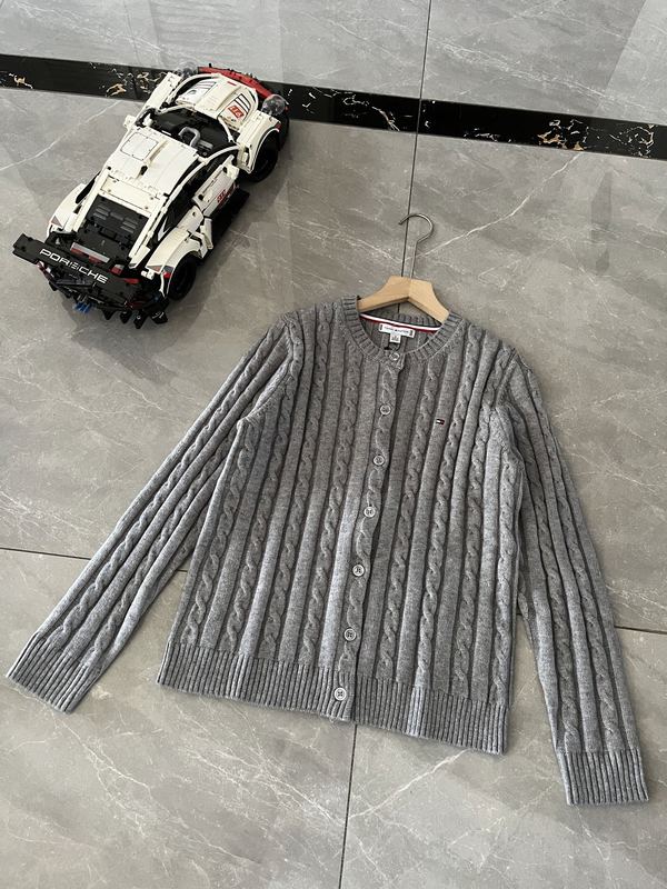 跨境Tommy汤米绞花肌理女装羊毛混纺圆领针织开衫毛衣05923|undefined