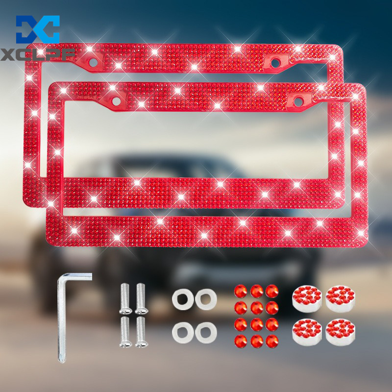 American, Canadian and Mexican Universal Diamond License Plate Frames, Three Styles of Plastic Acrylic Diamond License Plate Frames