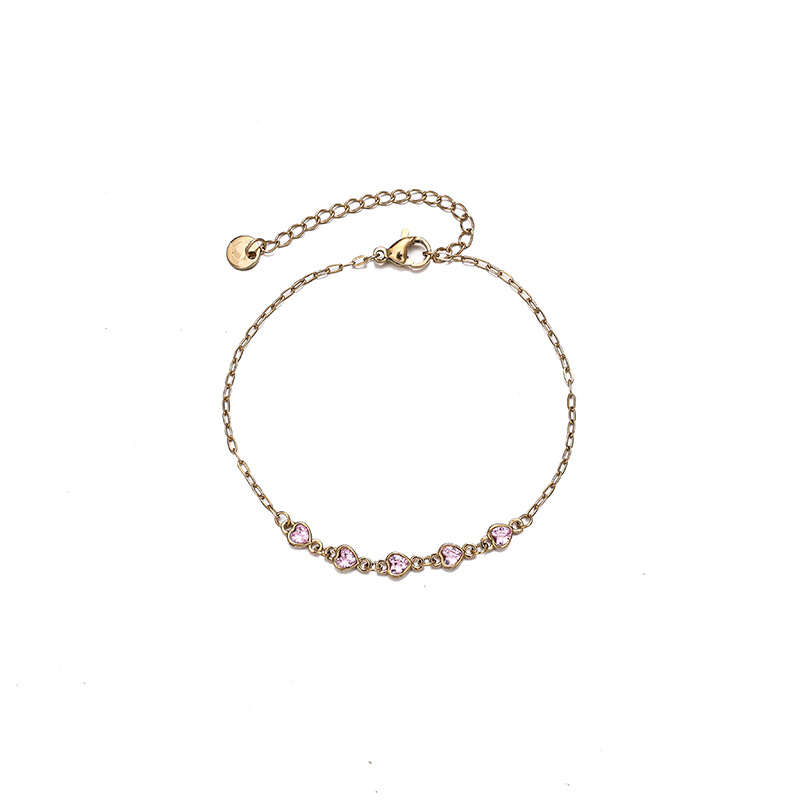 Tina Europa y los Estados Unidos acero inoxidable transfronterizo simple universal vacío electrodeposición diamante amor pulsera de zirconio color joyas de nicho para mujeres