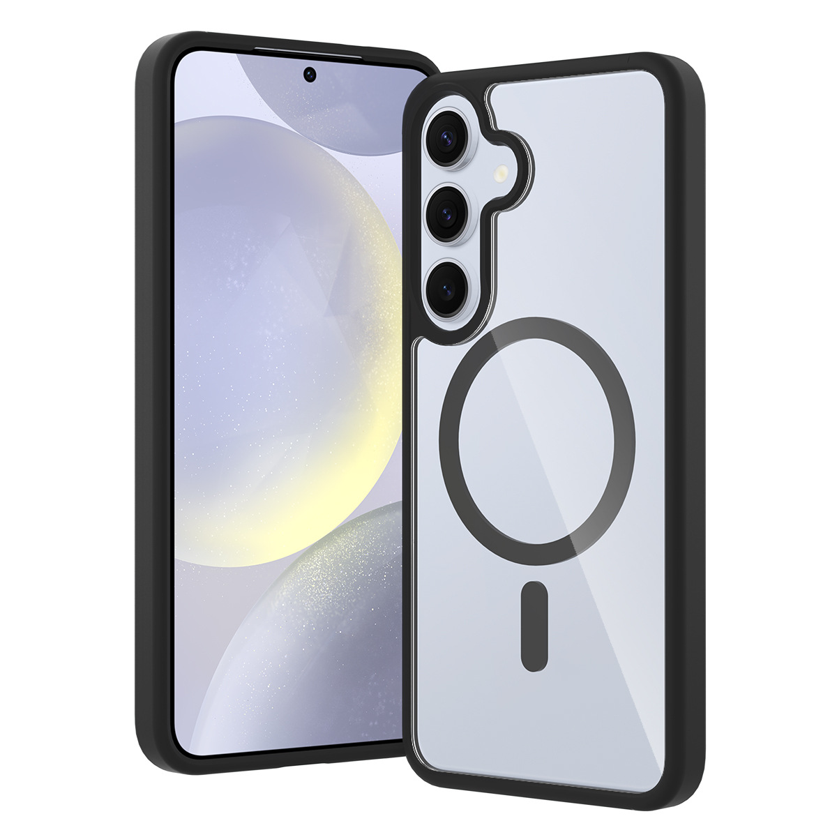 Transfronterizo aplicable Samsung S25 PLUS Silver Shield 2 - in - 1 caja de teléfono móvil transparente gruesa cubierta de protección magnética transparente