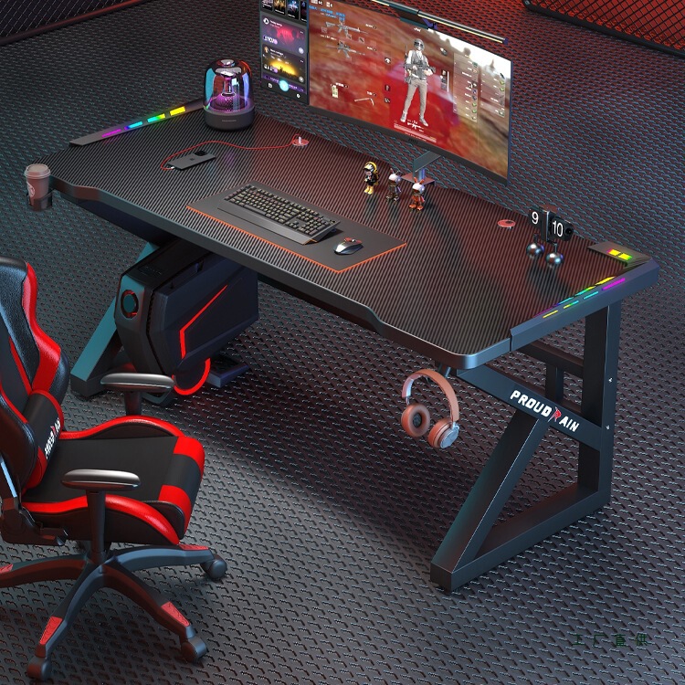 Double Computer Desk Desktop Bedroom Home Carbon Fiber Thickened E-Sports Table and Chair Set Internet Cafe Game E-Sports Table