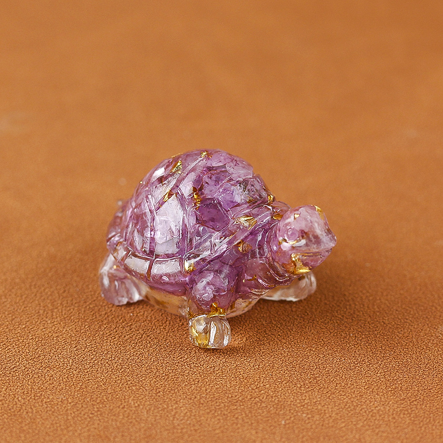 Cristal natural Animal Cristal blanco Cute Little Turtle Decoración creativa Adornos de escritorio Artesanías Decoración de coche