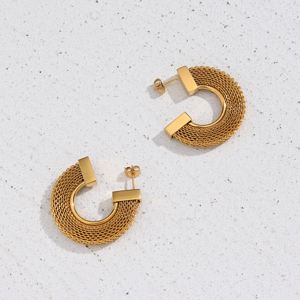 Retro Geometric Stainless Steel Hoop Earrings Plating Stainless Steel Earrings