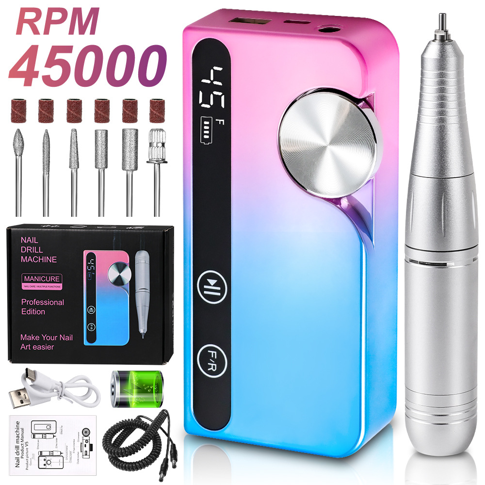Transfronterizo nuevo profesional de manicuras amolador de uñas 45000 rpm almacenamiento de energía amolador de uñas eléctrico portátil