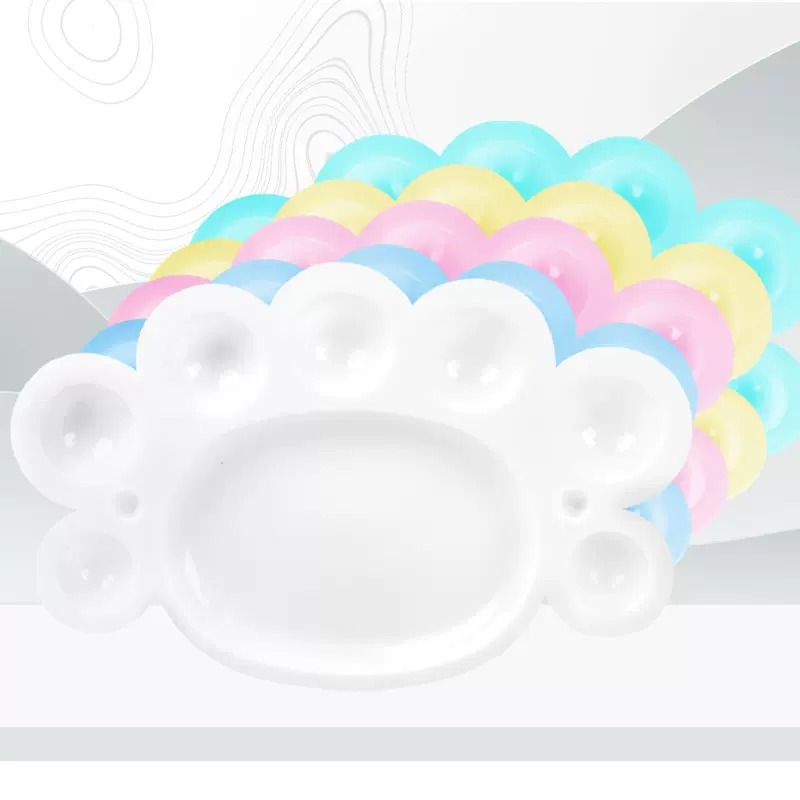 厂家直供小脚丫形调色盘 梅花彩色调色盘 丙烯水粉水彩颜料调色盘