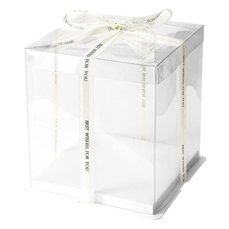 Оптовая коробка для торта 6 дюймов 8 дюймов 10 дюймов 12 дюймов высотой выпечки три-в-одном двухслойная прозрачная коробка для упаковки торта на день рождения