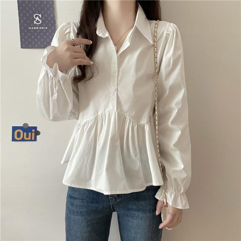 Autumn 2022 New Design Sense Niche Long-sleeved Fashion Ruffled Shirt Short Stylish Top for Women
