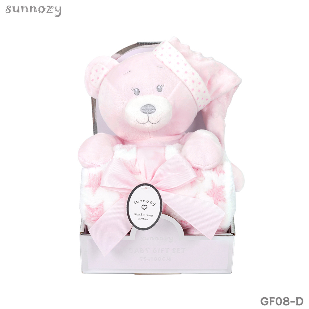Oso rosa (mantilla + muñeca + caja)