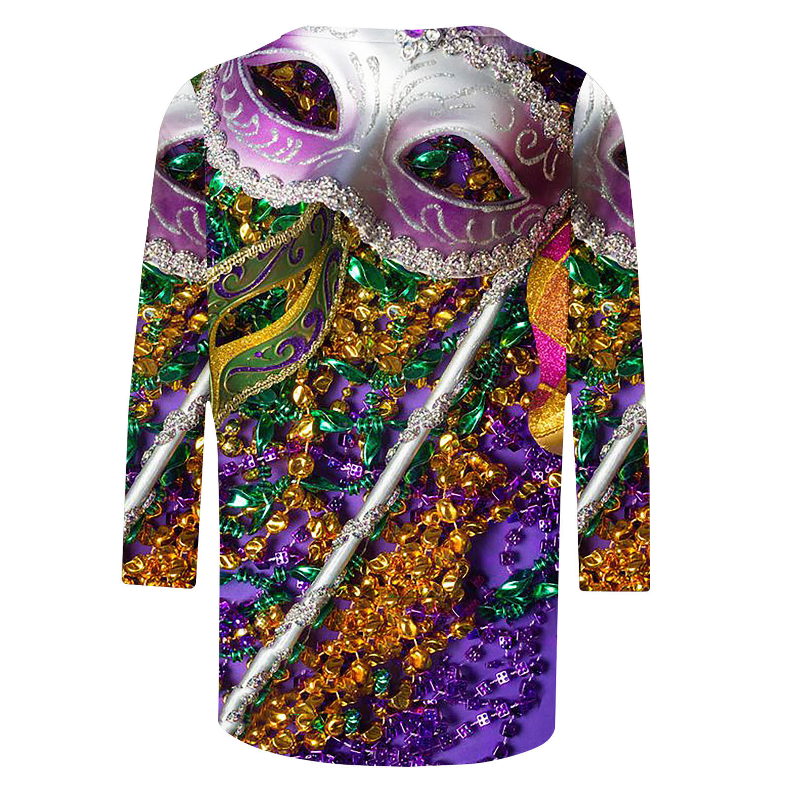 Nuova maschera a tema carnevalesco con stampa digitale trendy, girocollo, manica a 3/4_voghion.com