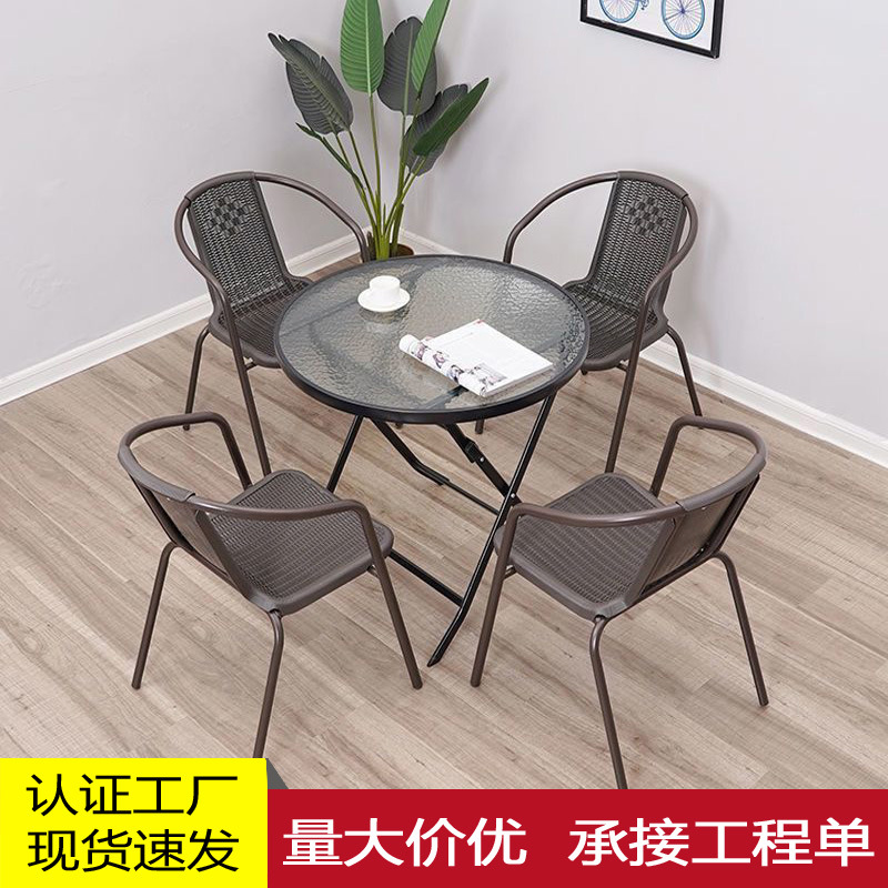 Outdoor Tables and Chairs for Courtyard, Balcony, Garden, Outdoor Waterproof and Anti-Corrosion Simple Furniture, Leisure Outdoor Iron Art Table and Chair Set