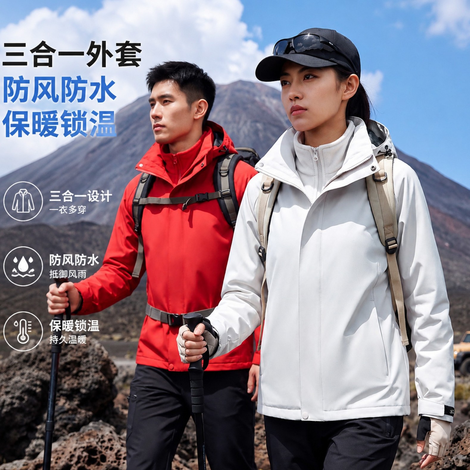 Three-in-one workwear jacket with custom printing, logo, and detachable design, suitable for corporate team-building activities, and providing wind protection in autumn and winter