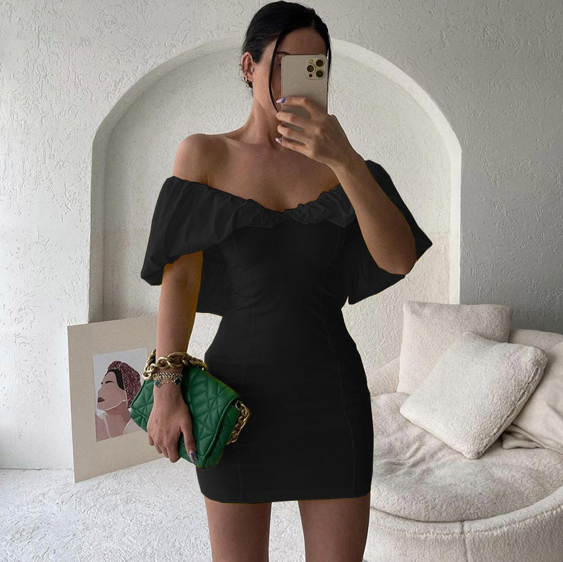 192g Weight Above Knee Dress Length Type Short Sleeve Sleeve Length Sheath Dress Dresses Type Polyester Fabric Type Mid Waist Waist Line Holiday Occasion Boat Neck Neckline Slim Fit Type Solid Color Pattern Summer Season Women's Gender Elegant Style Wholesale Women's Elegant Solid Color Holiday Boat Neck Short Sleeve Sheath Dress 44