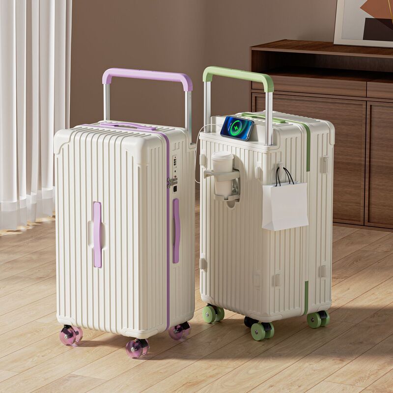 Password-Protected Women's Suitcase 24inch Double-Layer Explosion-Proof Zipper Trolley Case Sturdy and Durable Travel Suitcase Five-Wheel Luggage Case