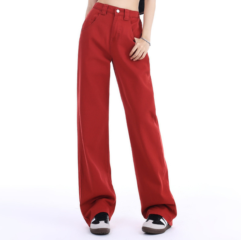 Dopamine Candy Color Straight Jeans Women's 2024 Summer New High Waist Loose Slim Wide Leg Pants