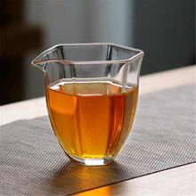日式玻璃公杯高品质耐热玻璃公道杯六角莲子公杯匀杯家用茶席茶具