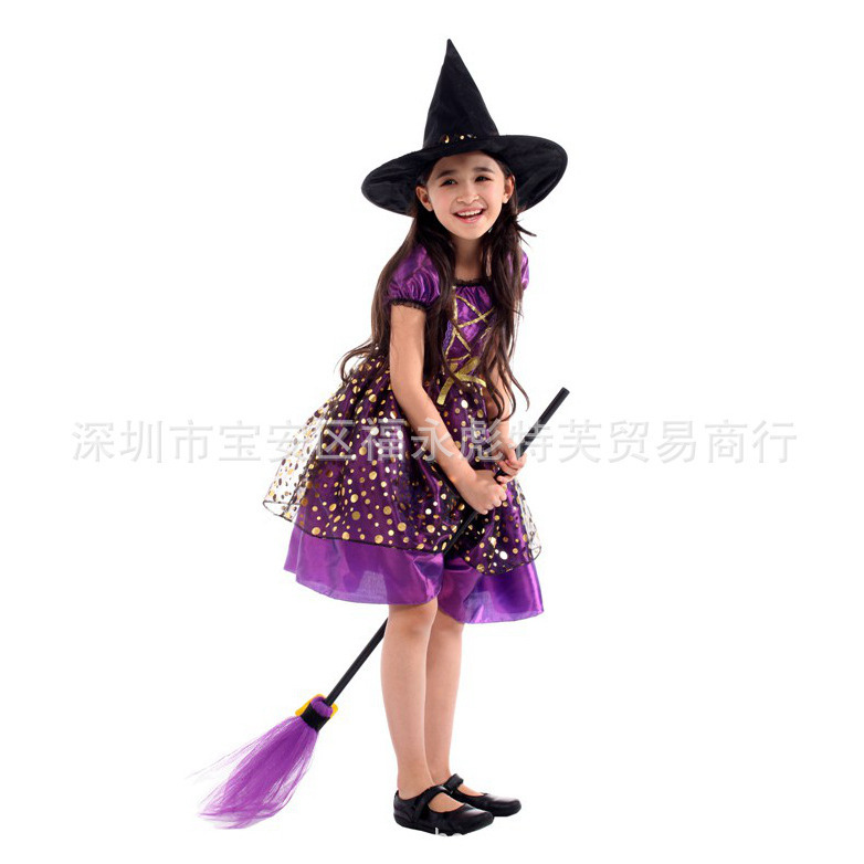 ハロウィーン子供魔女衣装魔法使い女魔女変装舞踏会演出服学校劇演出服|undefined