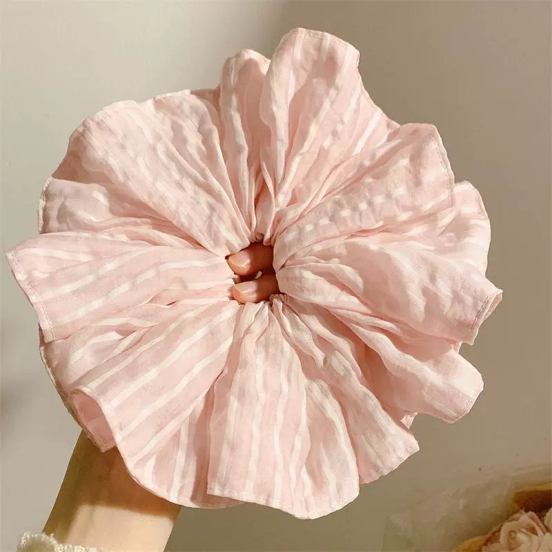 93# pink and white striped hair tie about 17cm