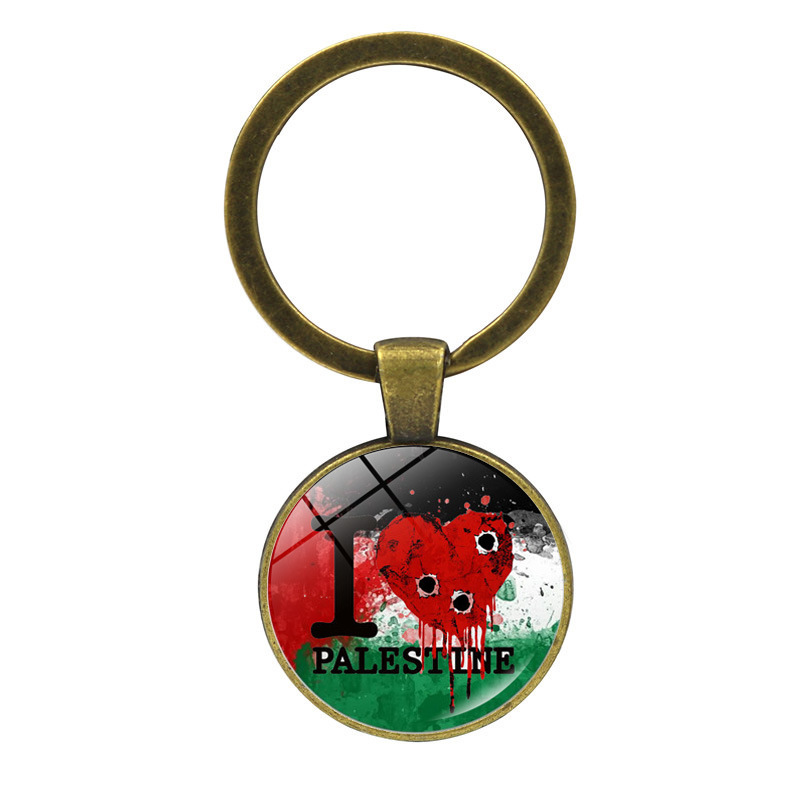 Llavero colgante de cristal de la bandera palestina Palestina anti-guerra paz colgante llavero