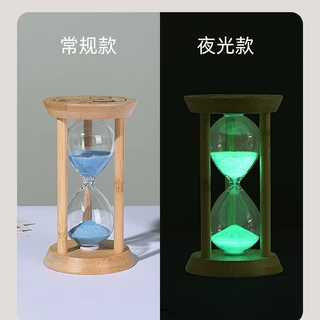 定制复古竹木防摔儿童学习沙漏计时器摆件创意时间礼品高级感夜光
