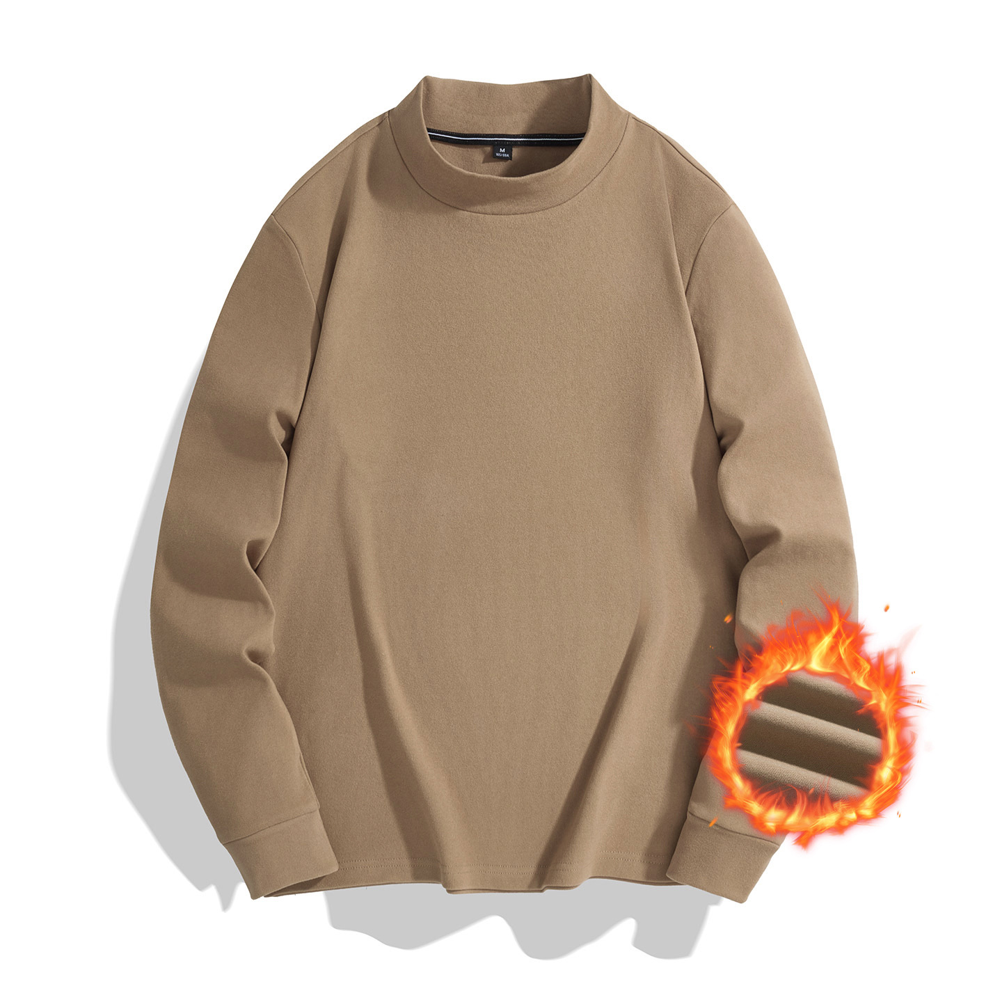 L-9Xl New Autumn Double-Sided Striped Thermal Men's Half Turtleneck Warm Sweats Winter Fleece Lined Thickened Base_voghion.com