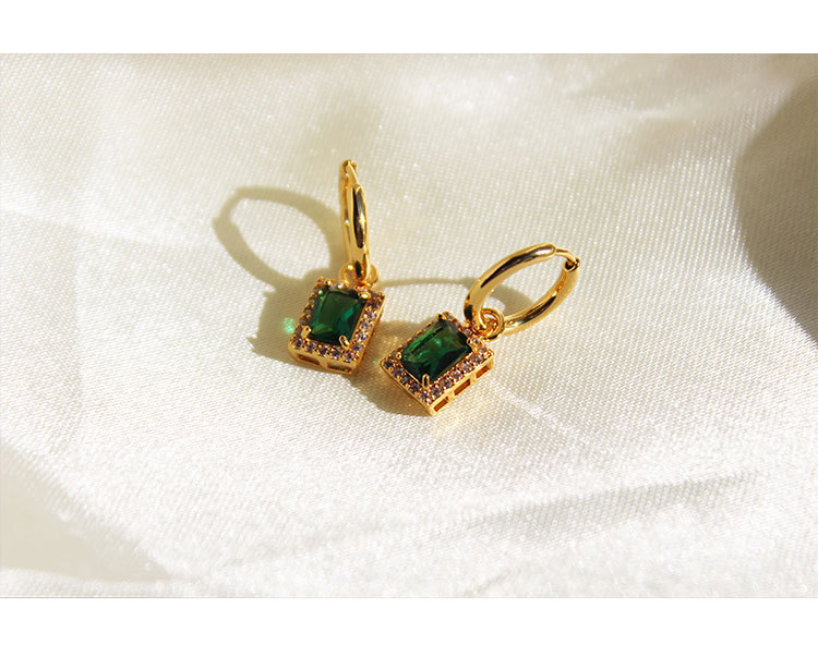 Retro Geometric Copper Inlay Zircon Dangling Earrings 1 Pair