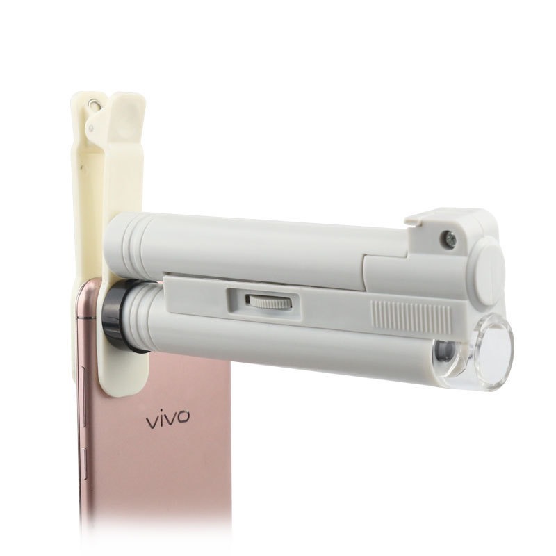 150倍管式带刻度袖珍型手机显微镜 LED灯倍数高手机放大镜