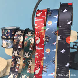 中式古风织带彩带节日丝带花束缎带鲜花店包装材料礼物中国风仙鹤