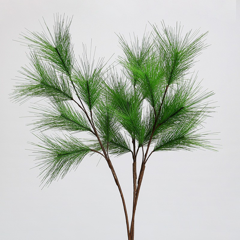 跨境仿真绿植大枝松针马尾松树枝松针崖柏景观造景圣诞树室内装饰