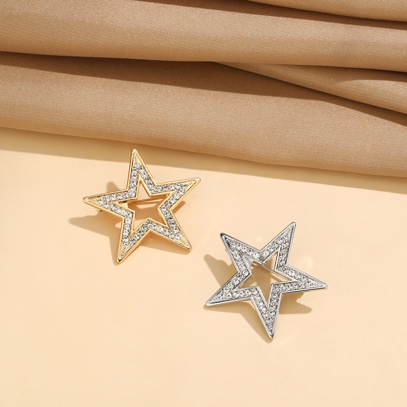 New Five-Pointed Star Brooch Men's Suit Collar Pin Women's Suit Accessories High-End Luxury Trendy Diamond Chinese Style Badge