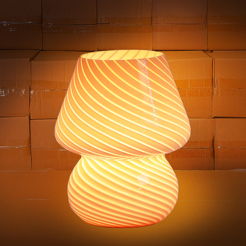 Lámpara de mesa de vidrio creativo Retro pequeño libro rojo lámpara de hongo casa de familia estudio ins luz de noche dormitorio lámpara de noche para dormir
