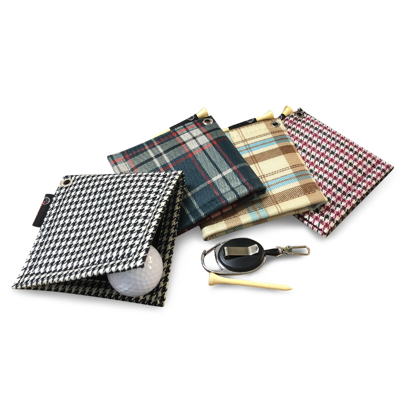 Korean Plaid Golf Wipes Doppelseitiges Fleece Polyester Fashion Golf Club Handtuch display picture 6