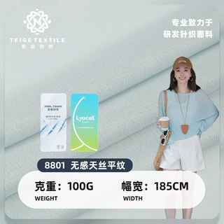 春夏定制款莱赛尔天丝平纹布 100g凉感无感轻薄防晒罩衫T恤面料