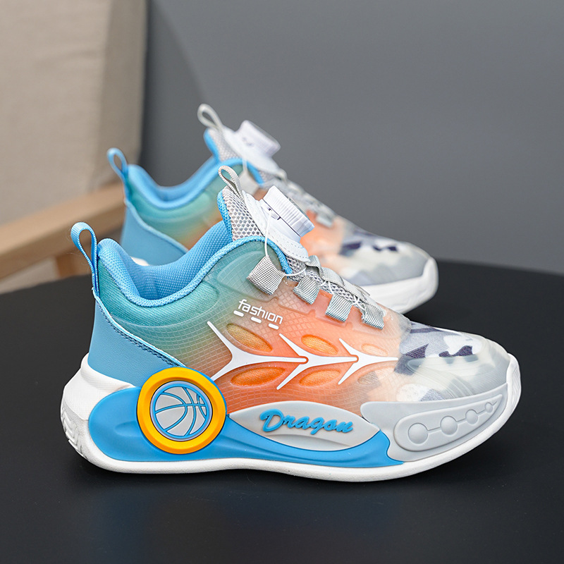 Crianças basquete masculino 2023 verão anormalidade grandes crianças treinamento profissional botão rotativo respirável sapatos esportivos_voghion.com
