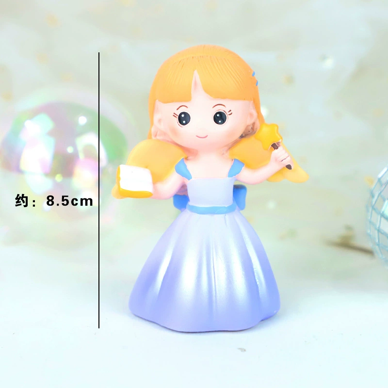 Cake topper resin (Sara) with golden ball cloud and princess fairy figures, hand‑made, 0.098 kg