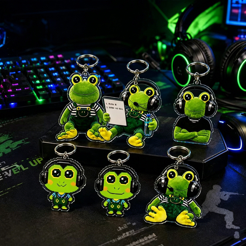 Cross-Border Popular E-Sports Frog Coach Acrylic Keychain Cartoon Game Merchandise Backpack Pendant Creative Small Gift