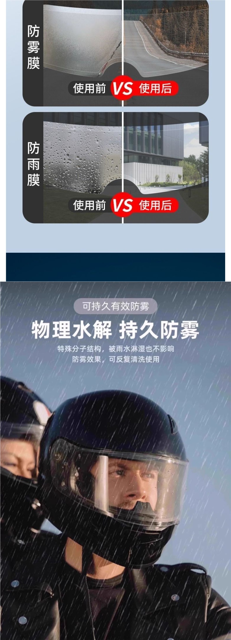 Motorcycle Helmet Rainproof and Anti-Fog Film, Winter Rain Riding Artifact Helmet Spray, Helmet Autumn and Winter Anti-Fog Lens