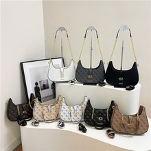 外贸经典款单肩包2025时尚老花链条腋下包洋气百搭新月手提斜挎包