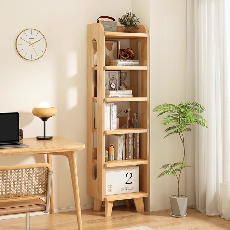 Estante de madera sólida estante de almacenamiento de piso integrado contra la pared armario de almacenamiento casero simple sala de estar pequeño gabinete de almacenamiento