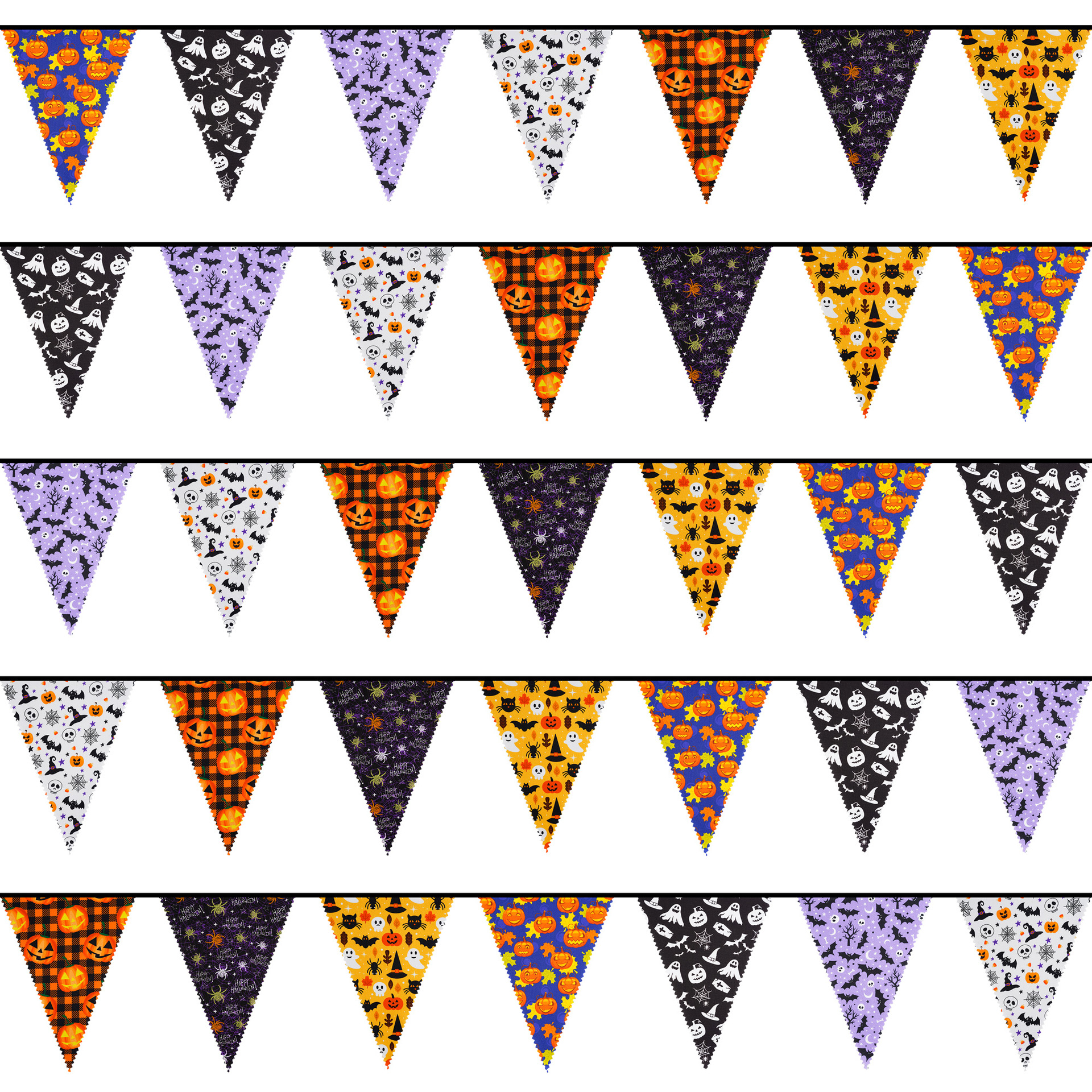 12 Meter 42 Stücke bunte Blumenwellen-Einzelschicht-Baumwolldreiecksflagge Geburtstagsflagge Fotohintergrund Western-Hochzeitsflagge_voghion.com