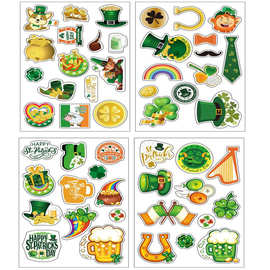亚马逊2022新款绿帽子四叶草St.Patrick's Day圣帕特里克节贴纸