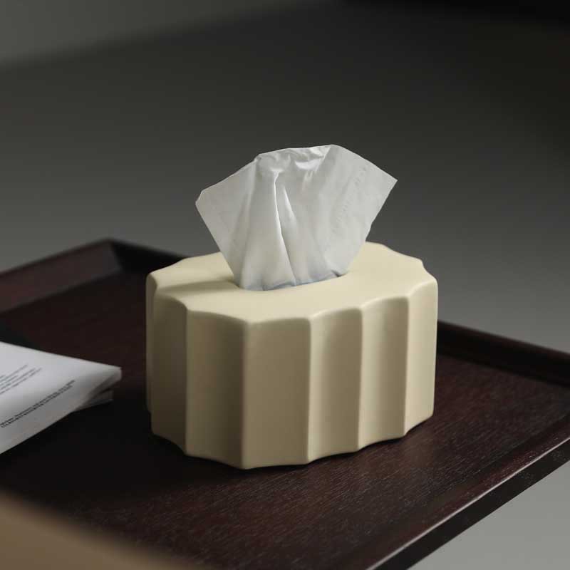 Caja de pañuelos de cerámica minimalista moderna de estilo crema, decoración, sala de estar, mesa de centro, caja de dibujo, servilleta creativa, joyería en caja