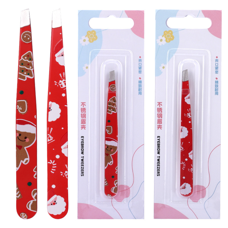 Nueva serie de Navidad ceja pinzas de cejas pequeñas pinzas de cejas empaque exquisito cejas pinzas de cejas al por mayor transfronterizo para cejas pinzas