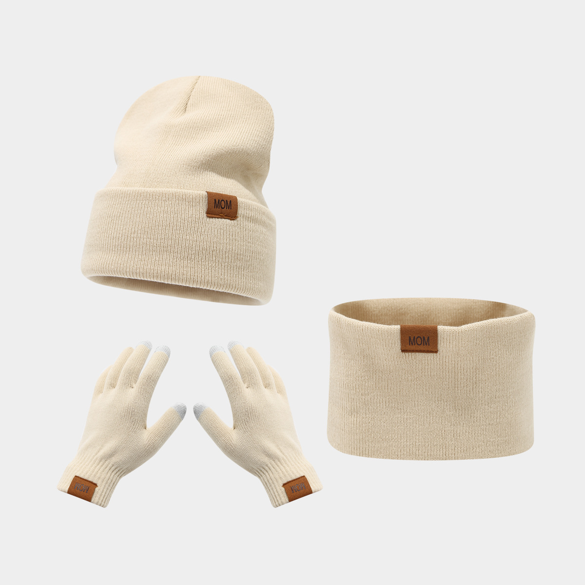 Amazon nuevo papá mamá letra etiqueta sombrero guante de tres piezas de moda otoño invierno abrigo sombrero conjunto