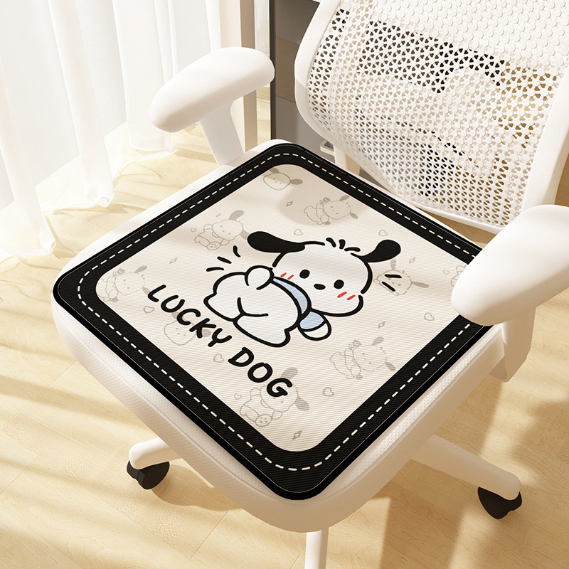 Cojín de seda de hielo de verano, línea encantadora, alfombra de perros antideslizante, cojín de asiento de oficina confortable y transpirable.
