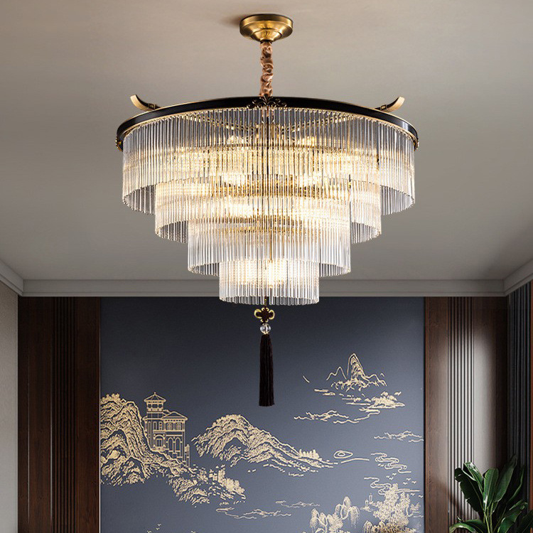 全铜法式水晶吊灯现代餐厅别墅酒店轻奢高级感水晶灯客厅吊灯批发