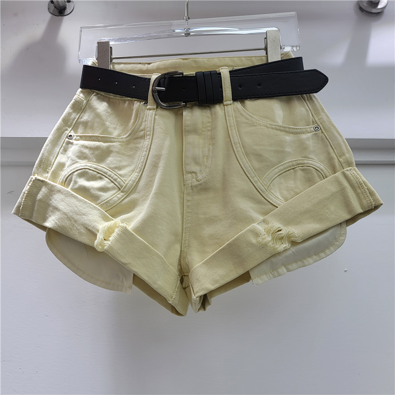 Pantalones Cortos de Mezclilla para Mujer de Tiro Bajo y Corte Ajustado