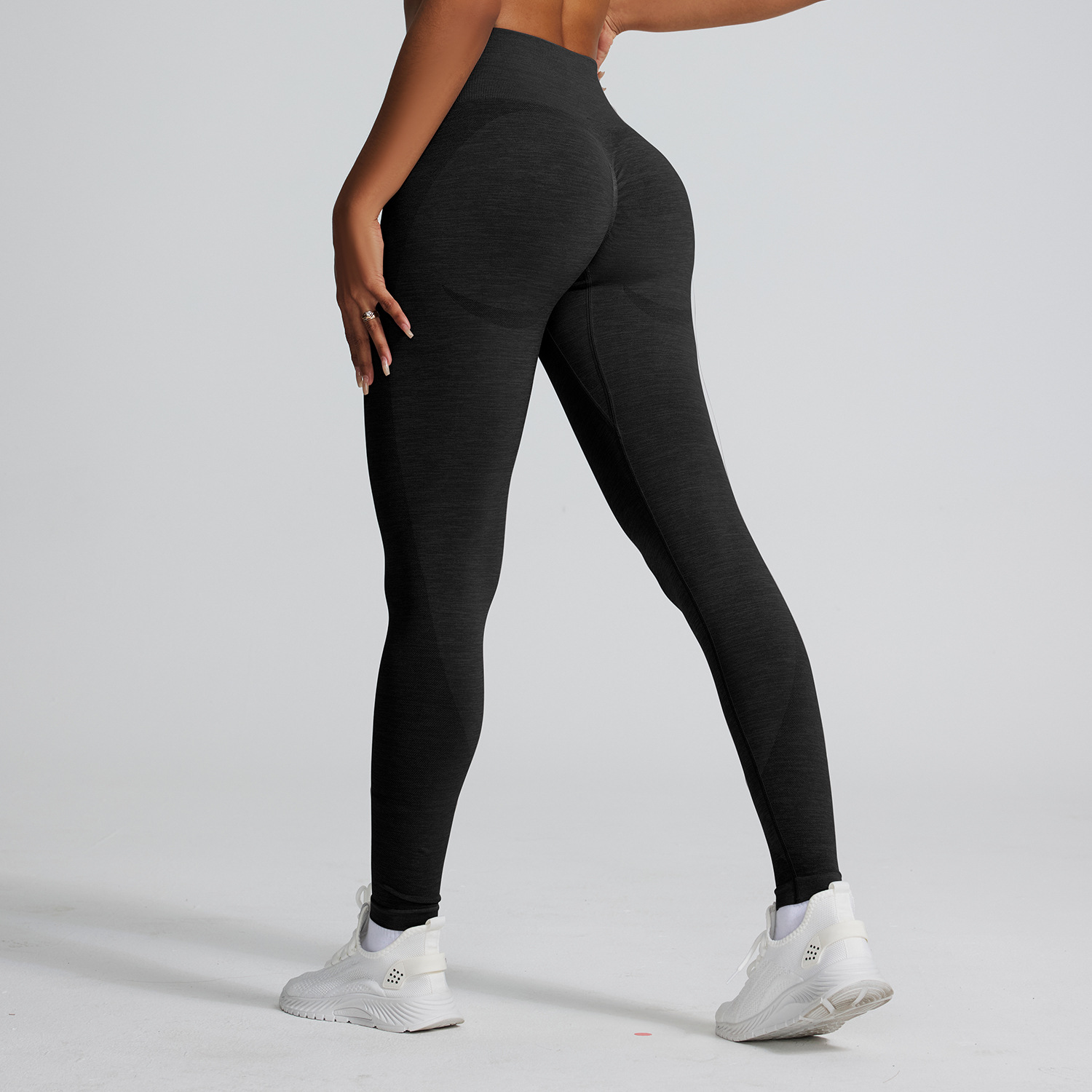 Traje de yoga ajustado de cintura alta con cara sonriente sin costuras transfronterizo, pantalones de yoga de entrenamiento de cadera de melocotón, pantalones deportivos de fitness para correr
