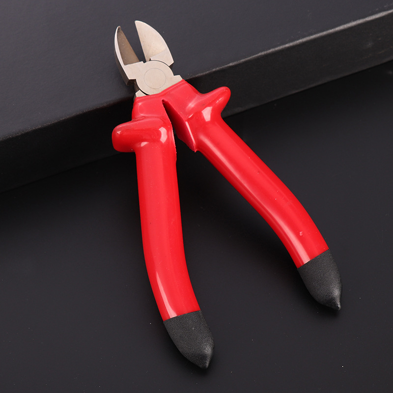 Rojo y negro mango grueso alicates de alta presión mango aislante manual alambre de acero herramientas eléctricas conjunto de pinzas de boca afilada pinzas de boca inclinada